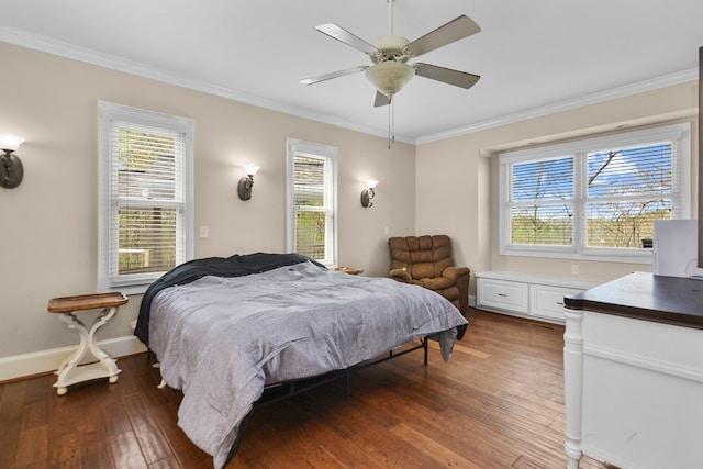 270 Milford Trl, Talking Rock, GA 30175 - bedroom featuring crown molding, baseboards, ceiling fan, and hardwood / wood-style flooring