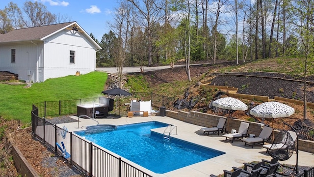 270 Milford Trl, Talking Rock, GA 30175 - view of swimming pool featuring a yard, a patio area, a fenced in pool, and fence