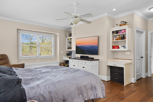 270 Milford Trl, Talking Rock, GA 30175 - bedroom featuring ornamental molding, baseboards, dark wood-style floors, and recessed lighting