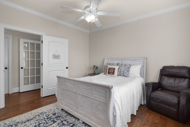 270 Milford Trl, Talking Rock, GA 30175 - bedroom featuring crown molding, wood finished floors, and a ceiling fan