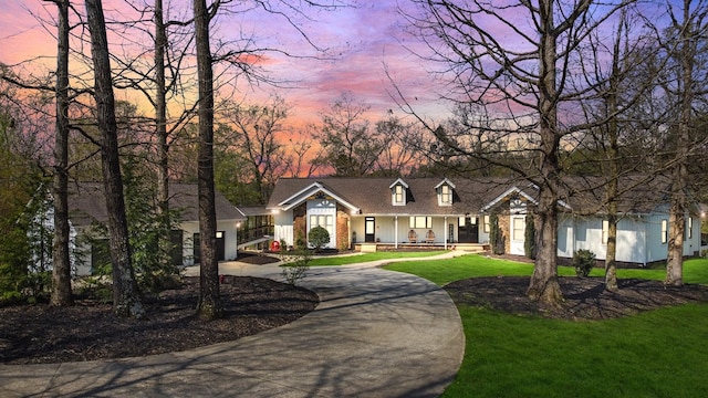 270 Milford Trl, Talking Rock, GA 30175 - new england style home featuring a yard, an attached garage, driveway, and roof with shingles