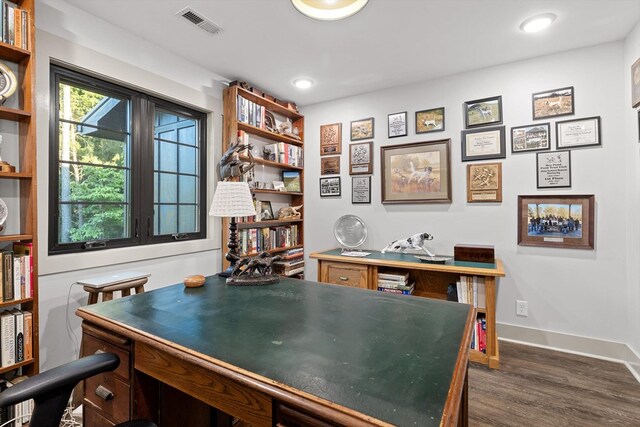 1667 S Old Federal Rd, Chatsworth, GA 30705 - home office with dark wood finished floors, baseboards, and recessed lighting