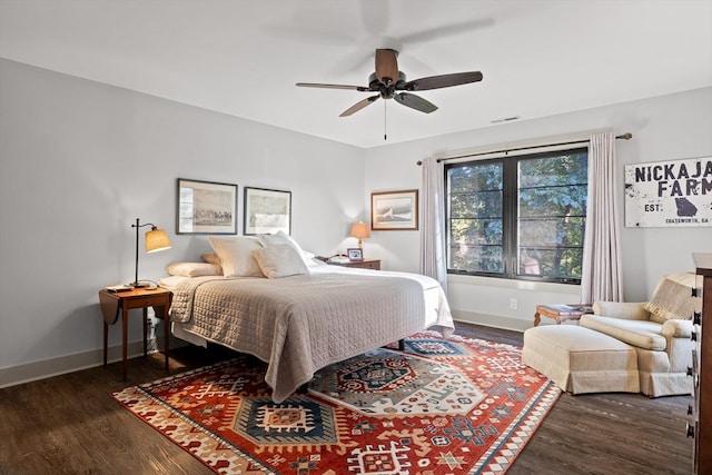 1667 S Old Federal Rd, Chatsworth, GA 30705 - bedroom featuring dark wood-style floors, baseboards, and a ceiling fan