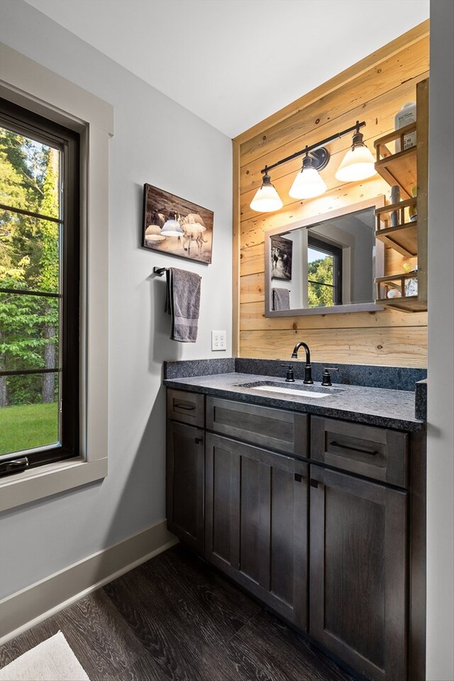 1667 S Old Federal Rd, Chatsworth, GA 30705 - bathroom with vanity, wood finished floors, and baseboards