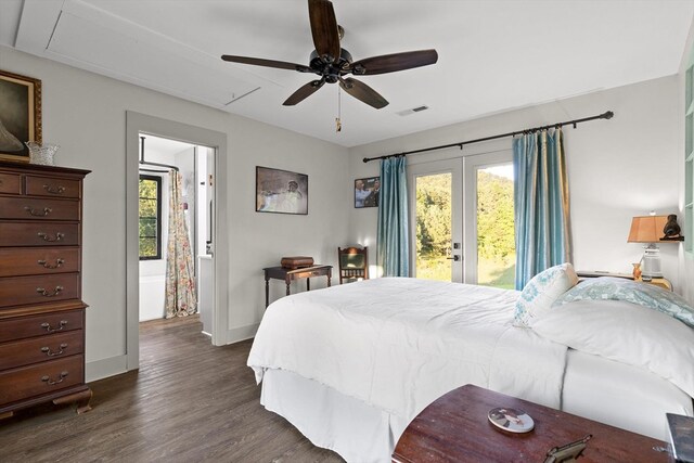 1667 S Old Federal Rd, Chatsworth, GA 30705 - bedroom featuring attic access, multiple windows, dark wood-type flooring, and access to outside