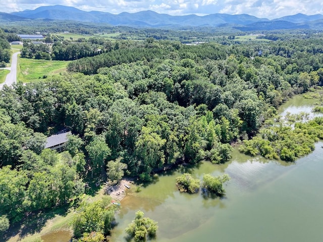 aerial view with a water and mountain view