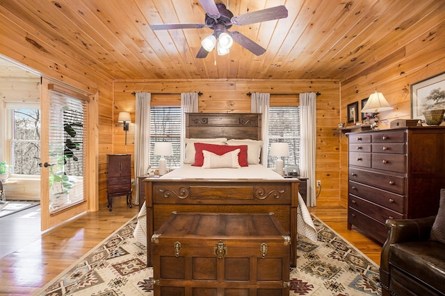 226 Shepherds Walk, Morganton, GA 30560 - bedroom with light wood-type flooring, wood walls, access to outside, and wood ceiling