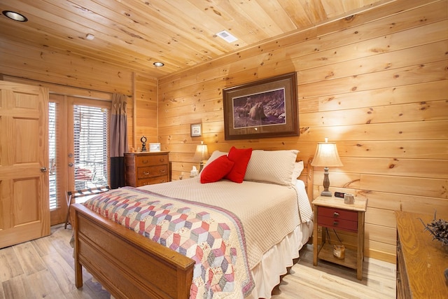 226 Shepherds Walk, Morganton, GA 30560 - bedroom featuring light wood finished floors, wooden ceiling, wood walls, and access to exterior