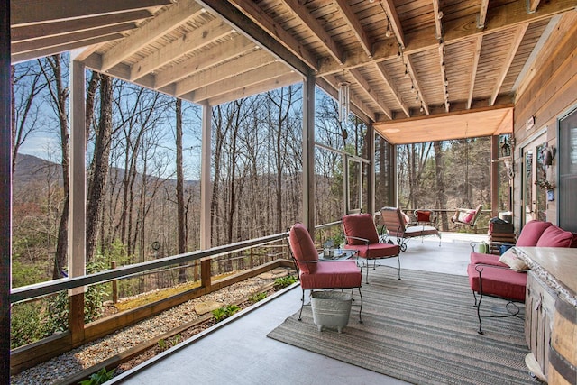 226 Shepherds Walk, Morganton, GA 30560 - wooden terrace with a wooded view and a mountain view