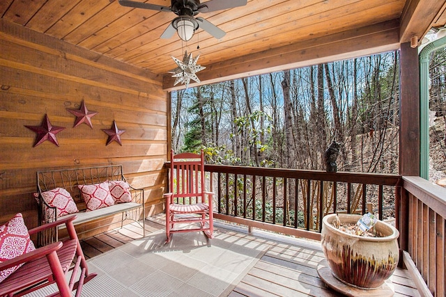 226 Shepherds Walk, Morganton, GA 30560 - wooden terrace with outdoor lounge area and a ceiling fan
