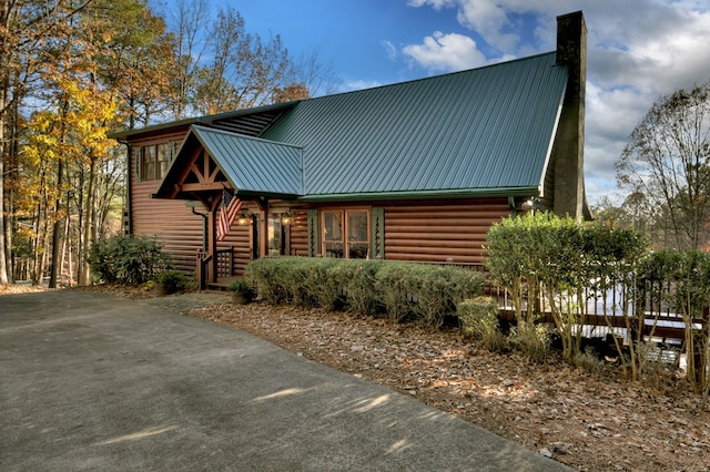 view of log home