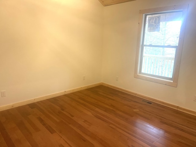 spare room with wood-type flooring