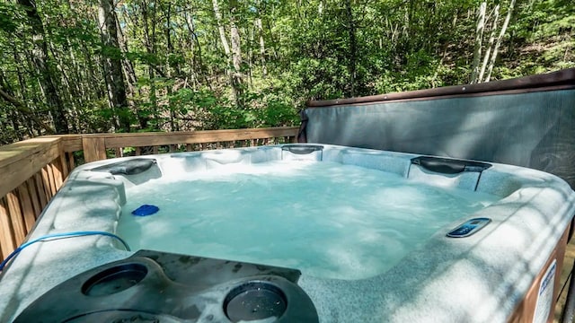 587 Lower Prince Mountain Rd, Cherry Log, GA 30522 - view of pool with a hot tub and a deck