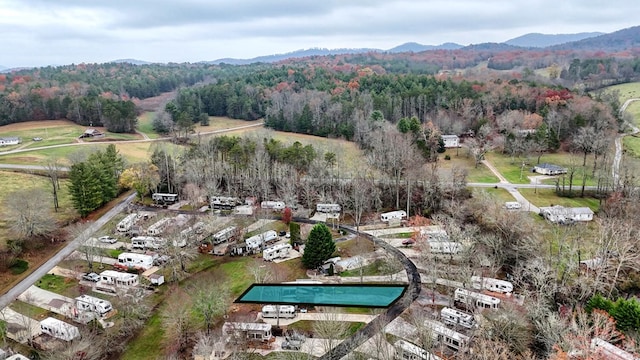 aerial view featuring a mountain view