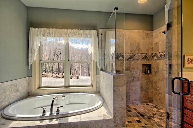 bathroom with plus walk in shower