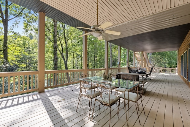 deck featuring ceiling fan