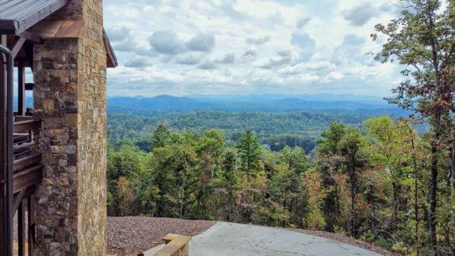 mountain view with a forest view