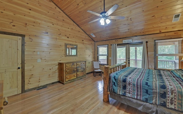 166 Dallas Ln, Blue Ridge, GA 30513 - bedroom featuring wooden ceiling, vaulted ceiling, access to exterior, and visible vents