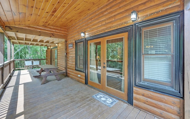 166 Dallas Ln, Blue Ridge, GA 30513 - wooden deck with french doors