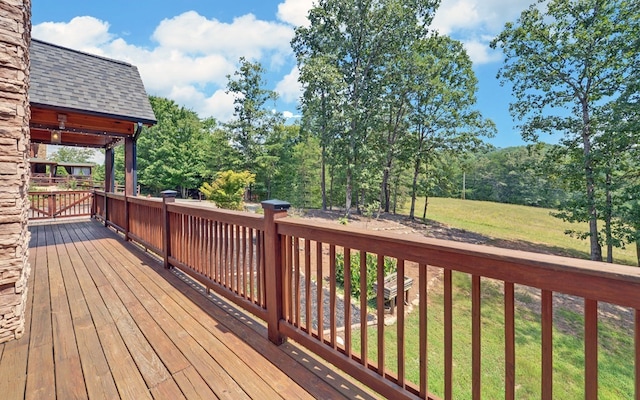 166 Dallas Ln, Blue Ridge, GA 30513 - wooden terrace with a lawn