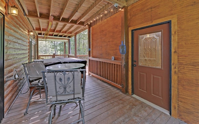 166 Dallas Ln, Blue Ridge, GA 30513 - wooden terrace featuring outdoor dining space