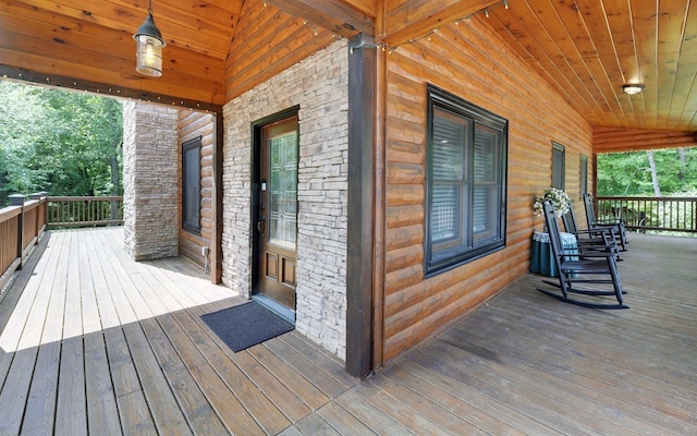 166 Dallas Ln, Blue Ridge, GA 30513 - wooden deck featuring covered porch