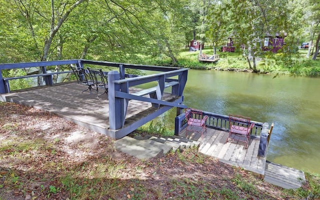 166 Dallas Ln, Blue Ridge, GA 30513 - wooden terrace with a water view