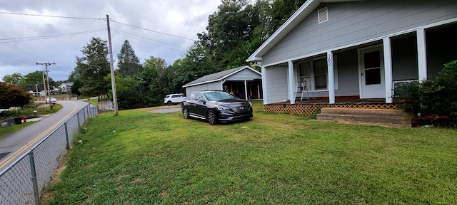 view of yard with a porch