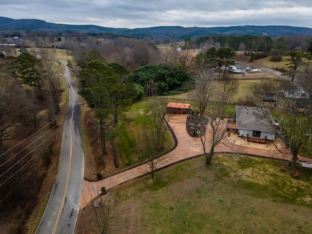 bird's eye view featuring a mountain view