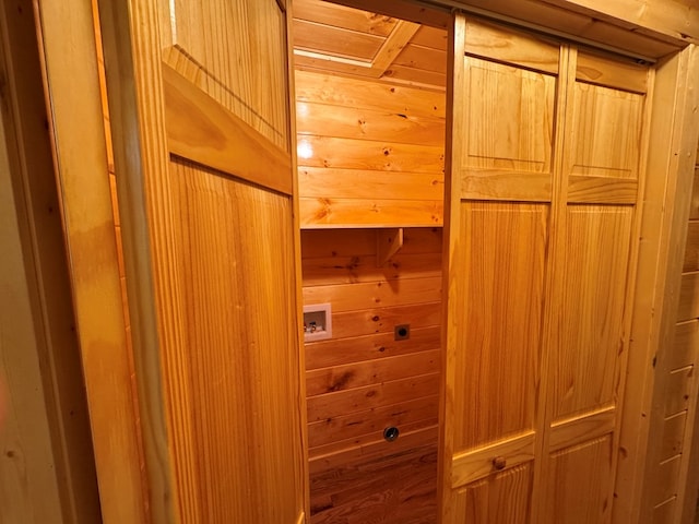 151 Martins Creek Ridge Rd, Murphy, NC 28906 - clothes washing area featuring washer hookup and wooden walls