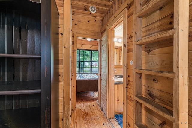 93 Lazy Bear Trl, Andrews, NC 28901 - hallway with wood walls and hardwood / wood-style floors