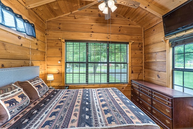 93 Lazy Bear Trl, Andrews, NC 28901 - bedroom with wooden ceiling and wood walls