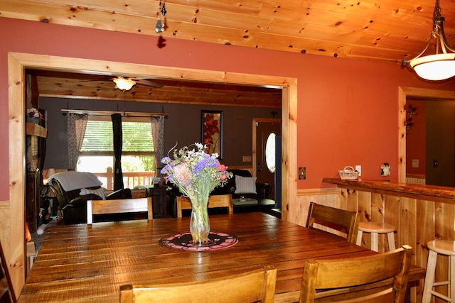 115 Black Oak Ridge Rd, Blue Ridge, GA 30513 - dining area featuring a wainscoted wall