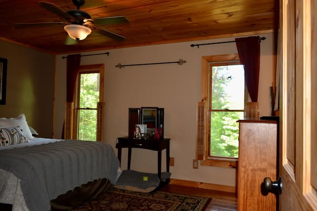 115 Black Oak Ridge Rd, Blue Ridge, GA 30513 - bedroom featuring wood ceiling, multiple windows, and wood finished floors