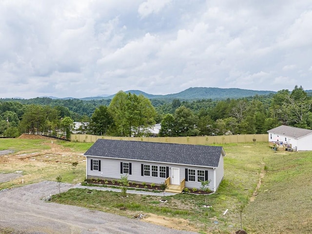 view of front of house with a mountain view