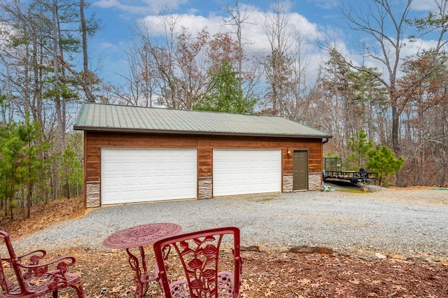 view of detached garage