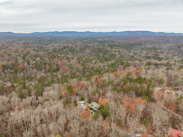 bird's eye view with a mountain view and a view of trees