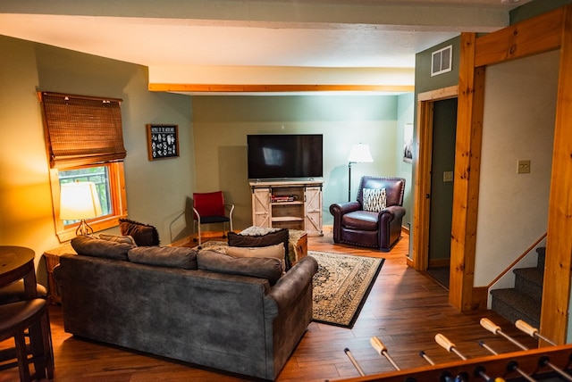 living room featuring hardwood / wood-style flooring