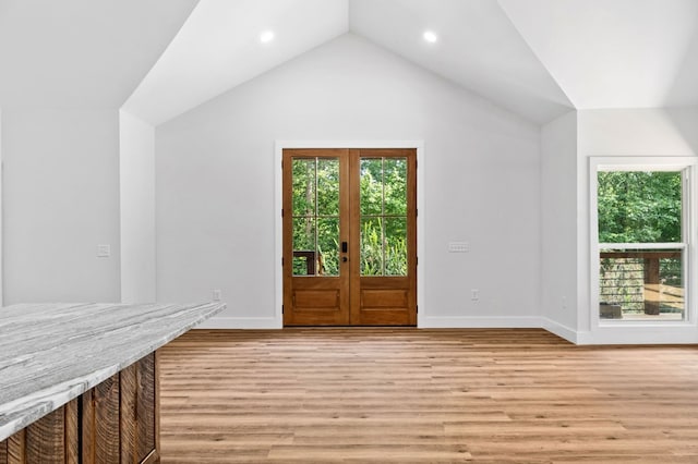 109 Lakeview Ct, Ellijay, GA 30540 - entryway featuring light wood-style flooring, vaulted ceiling, and recessed lighting
