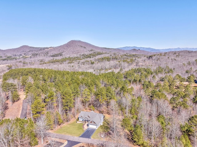 property view of mountains featuring a view of trees