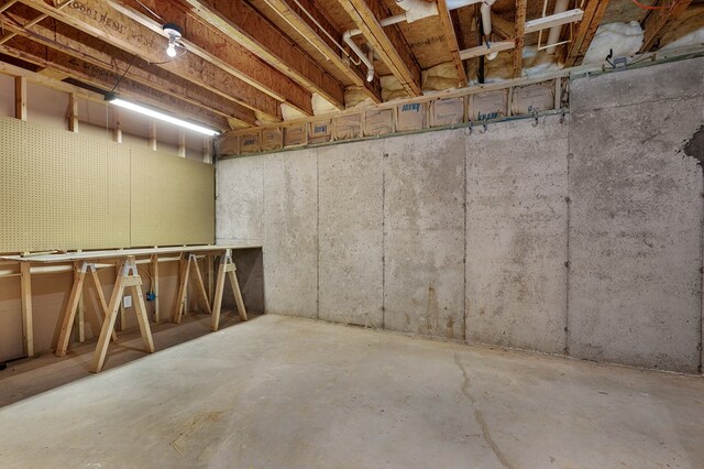 view of unfinished basement