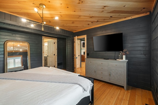149 Happy Hollow Ln, Mineral Bluff, GA 30559 - bedroom featuring wood walls, light wood-style floors, wooden ceiling, and arched walkways