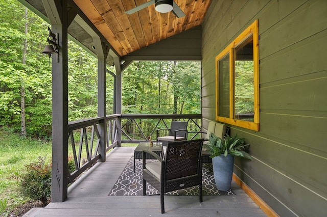 149 Happy Hollow Ln, Mineral Bluff, GA 30559 - wooden terrace with ceiling fan
