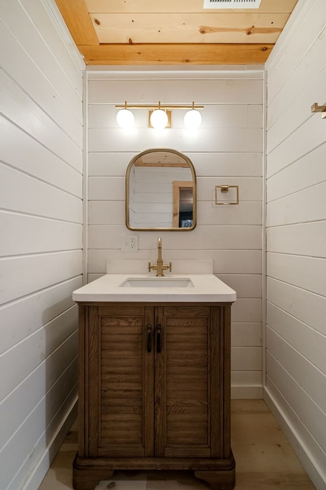 149 Happy Hollow Ln, Mineral Bluff, GA 30559 - bathroom with wood walls and vanity