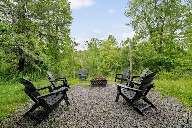 149 Happy Hollow Ln, Mineral Bluff, GA 30559 - surrounding community with an outdoor fire pit and a wooded view