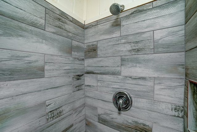 interior details featuring tiled shower