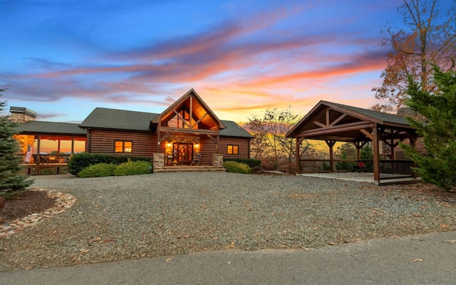 view of front of house with a gazebo and driveway