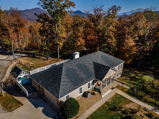 aerial view featuring a mountain view