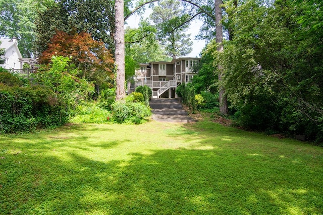 view of yard with stairs