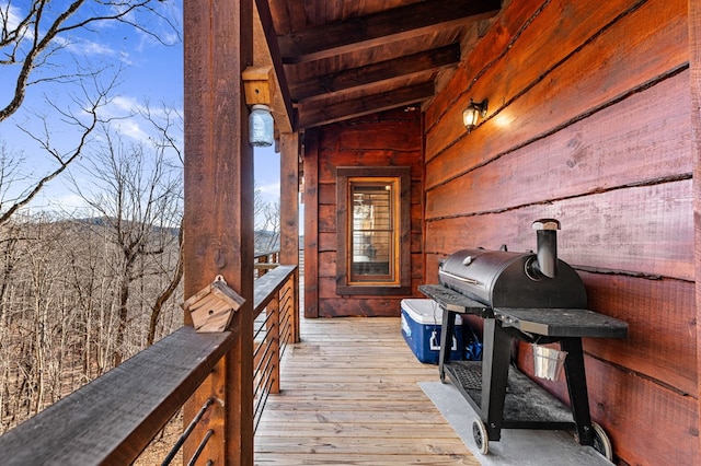 deck featuring area for grilling